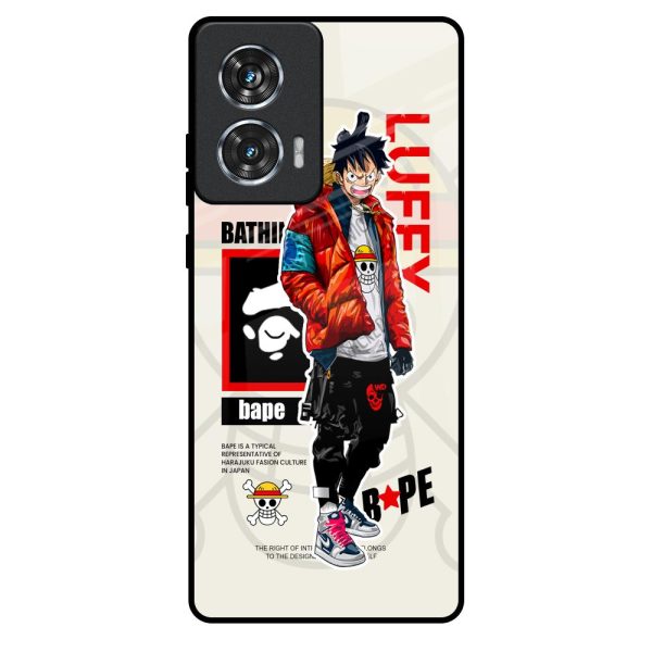 Bape Luffy Glass Case for Motorola Edge 50 Fusion 5G Online now