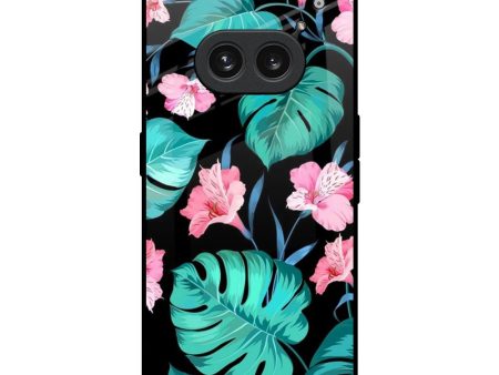 Tropical Leaves & Pink Flowers Glass Case for Nothing Phone 2a 5G on Sale