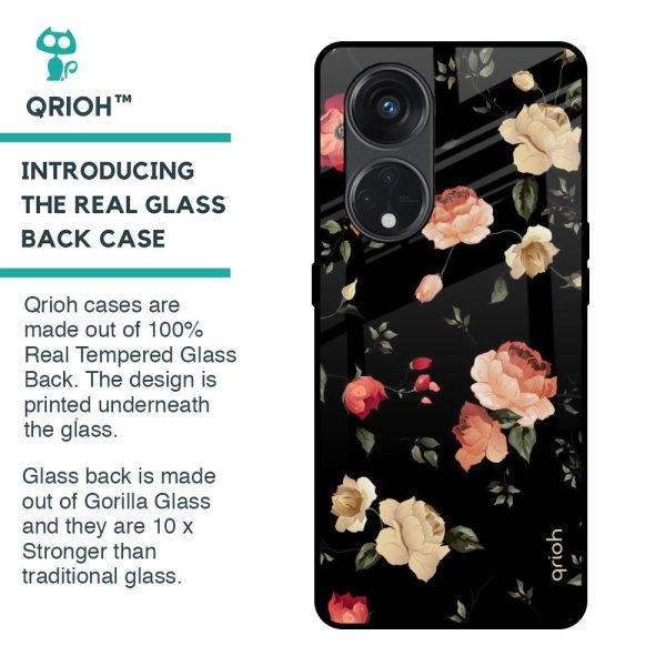 Black Spring Floral Glass Case for Oppo Reno8T 5G on Sale