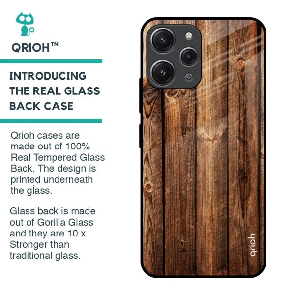 Timber Printed Glass Case for Redmi 12 Sale