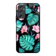 Tropical Leaves & Pink Flowers Glass Case for Samsung Galaxy F34 5G Supply