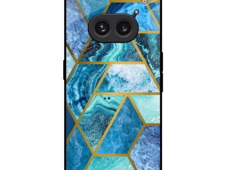 Turquoise Geometrical Marble Glass Case for Nothing Phone 2a 5G Hot on Sale