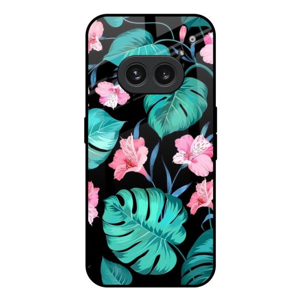 Tropical Leaves & Pink Flowers Glass Case for Nothing Phone 2a Plus Cheap