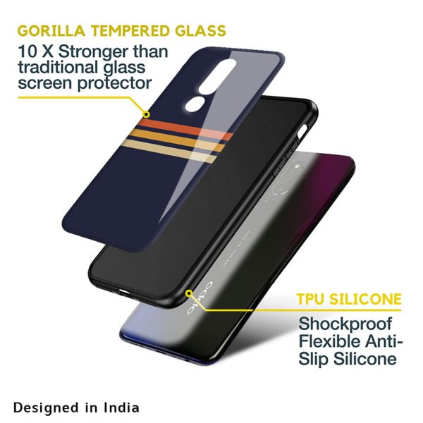 Tricolor Stripes Glass Case For Oppo F19 Pro Online Hot Sale