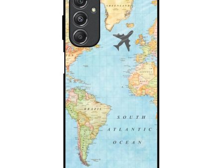 Travel Map Glass Case for Samsung Galaxy M34 5G on Sale