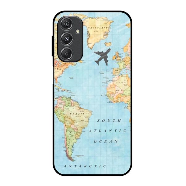 Travel Map Glass Case for Samsung Galaxy M34 5G on Sale