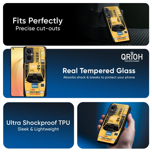 Yellow Racing Car Glass Case for Oppo Reno8T 5G Discount