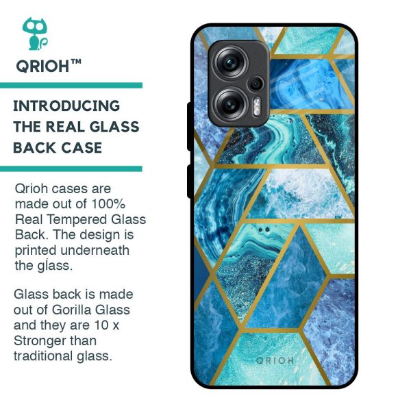 Turquoise Geometrical Marble Glass Case for Redmi K50i 5G For Cheap