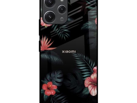 Tropical Art Flower Glass Case for Redmi 12 Fashion