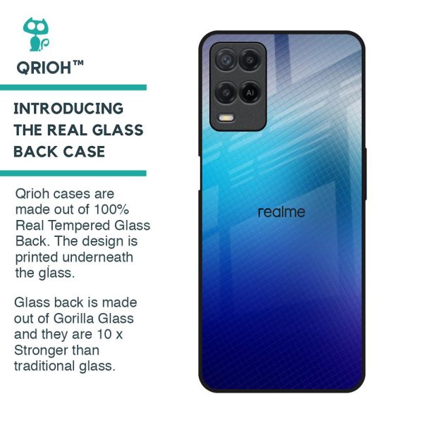 Blue Rhombus Pattern Glass Case for Realme 8 For Sale