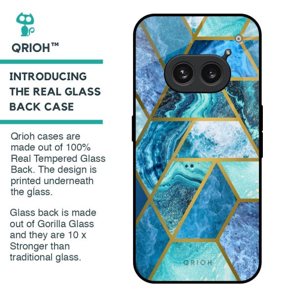 Turquoise Geometrical Marble Glass Case for Nothing Phone 2a 5G Hot on Sale