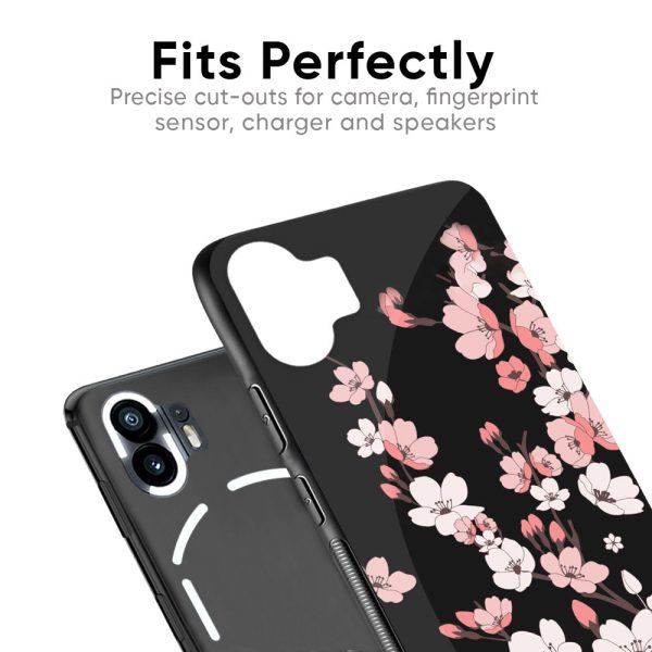 Black Cherry Blossom Glass Case for Nothing Phone 2a Plus Sale