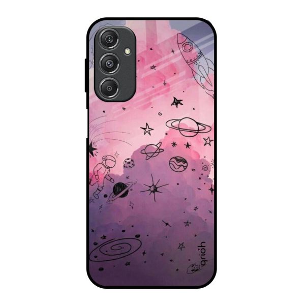 Space Doodles Glass Case for Samsung Galaxy M34 5G For Sale