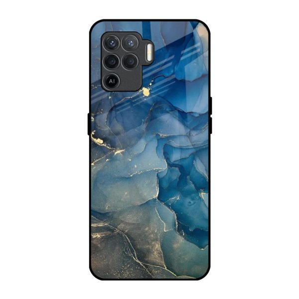 Blue Cool Marble Glass Case for Oppo F19 Pro Online now