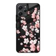 Black Cherry Blossom Glass Case for Redmi 12 Hot on Sale