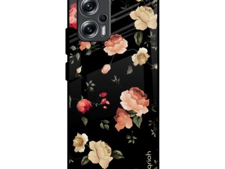 Black Spring Floral Glass Case for Redmi K50i 5G Sale