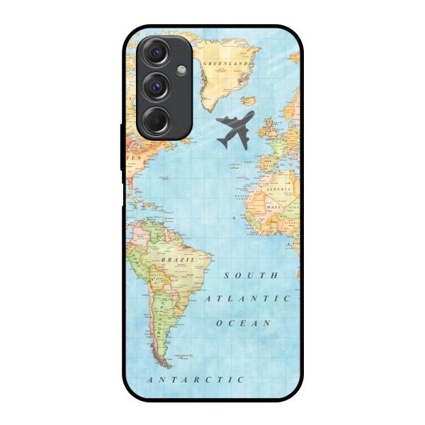 Travel Map Glass Case for Samsung Galaxy F34 5G Online Sale