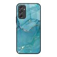 Blue Golden Glitter Glass Case for Samsung Galaxy F34 5G Cheap