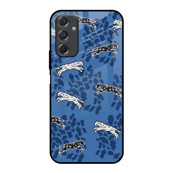 Blue Cheetah Glass Case for Samsung Galaxy F34 5G Online Sale