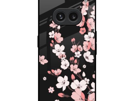 Black Cherry Blossom Glass Case for Nothing Phone 2a 5G Cheap