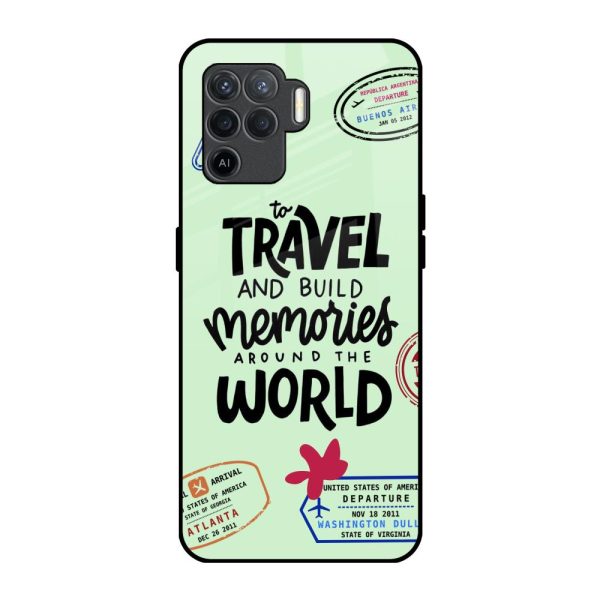 Travel Stamps Glass Case for Oppo F19 Pro For Sale