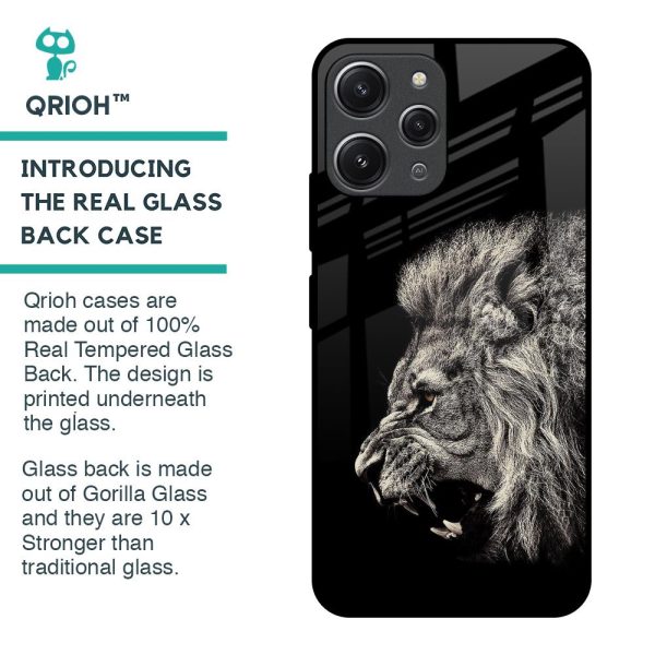 Brave Lion Glass Case for Redmi 12 For Sale