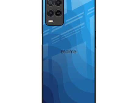 Blue Wave Abstract Glass Case for Realme 8 Supply