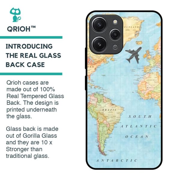 Travel Map Glass Case for Redmi 12 Hot on Sale