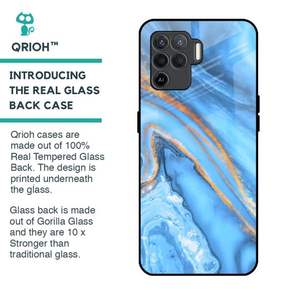 Vibrant Blue Marble Glass Case for Oppo F19 Pro Hot on Sale