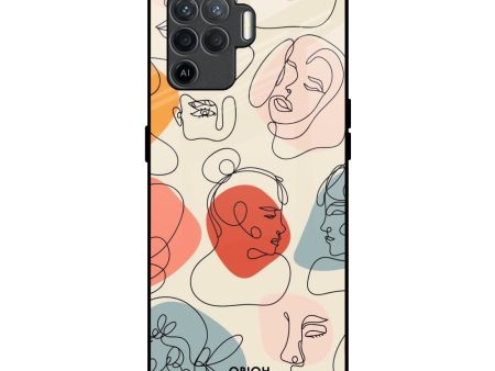 Abstract Faces Glass Case for Oppo F19 Pro For Discount