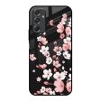 Black Cherry Blossom Glass Case for Samsung Galaxy F34 5G Online Sale