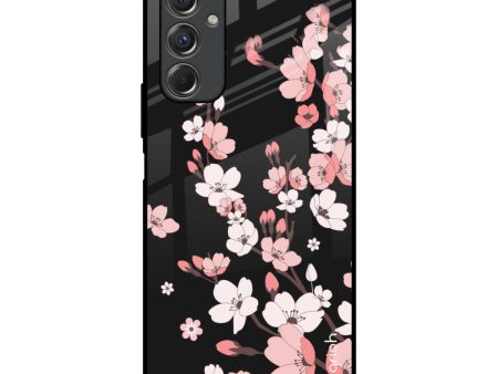 Black Cherry Blossom Glass Case for Samsung Galaxy F34 5G Online Sale