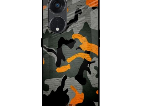 Camouflage Orange Glass Case For Oppo Reno8T 5G Cheap