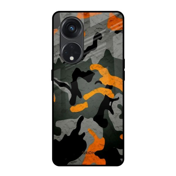 Camouflage Orange Glass Case For Oppo Reno8T 5G Cheap