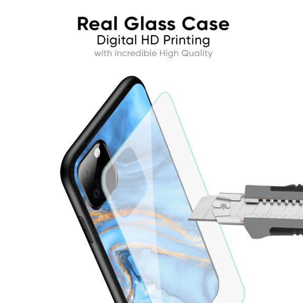 Vibrant Blue Marble Glass Case for Oppo F19 Pro Hot on Sale