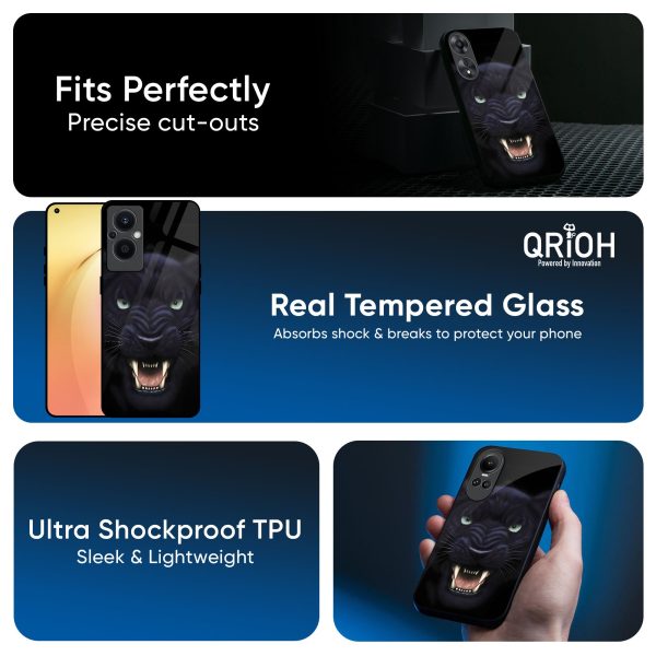 Angry Black Leopard Glass Case for Oppo F19 Pro For Discount