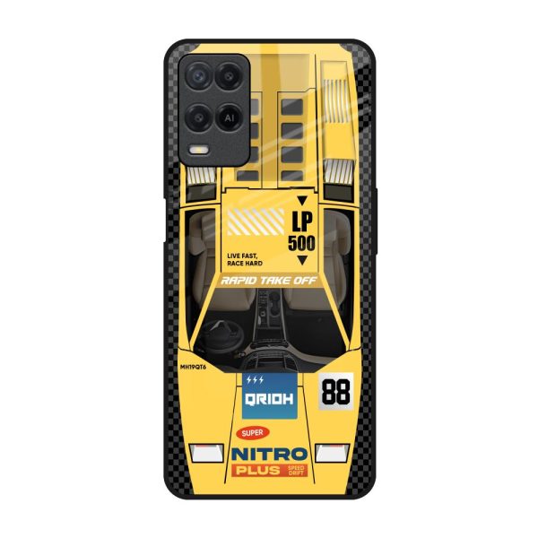 Yellow Racing Car Glass Case for Realme 8 Discount