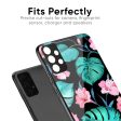 Tropical Leaves & Pink Flowers Glass Case for Oppo A96 For Discount