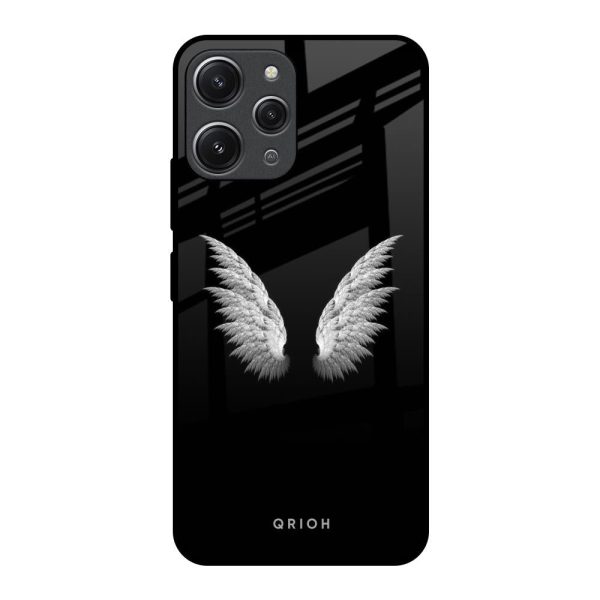 White Angel Wings Glass Case for Redmi 12 Online Sale