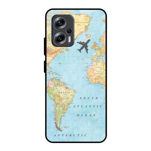 Travel Map Glass Case for Redmi K50i 5G Fashion