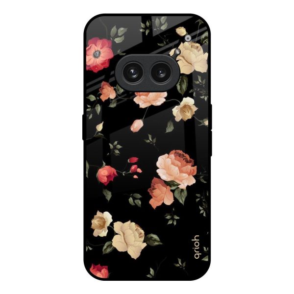 Black Spring Floral Glass Case for Nothing Phone 2a Plus Online Sale