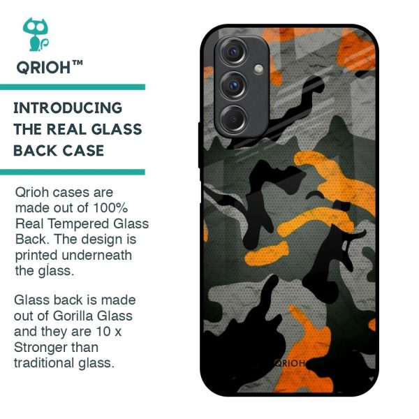 Camouflage Orange Glass Case For Samsung Galaxy F34 5G on Sale