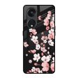 Black Cherry Blossom Glass Case for Oppo Reno8T 5G Sale