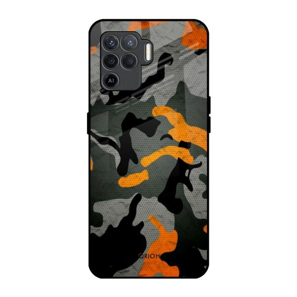 Camouflage Orange Glass Case For Oppo F19 Pro Supply