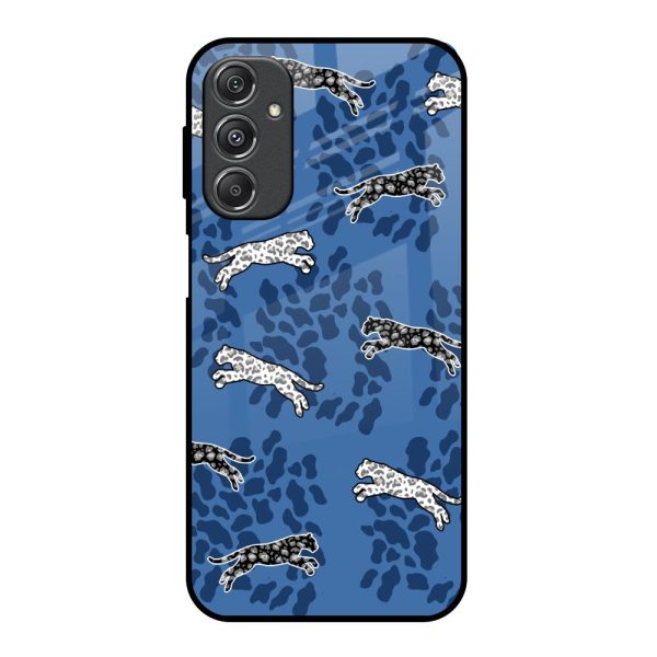 Blue Cheetah Glass Case for Samsung Galaxy M34 5G Cheap