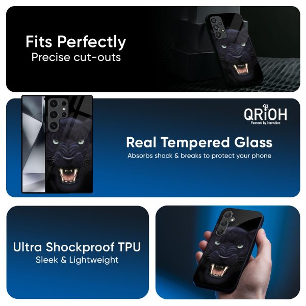 Angry Black Leopard Glass Case for Samsung Galaxy F34 5G Online Sale