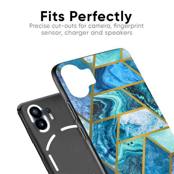 Turquoise Geometrical Marble Glass Case for Nothing Phone 2a Plus Hot on Sale