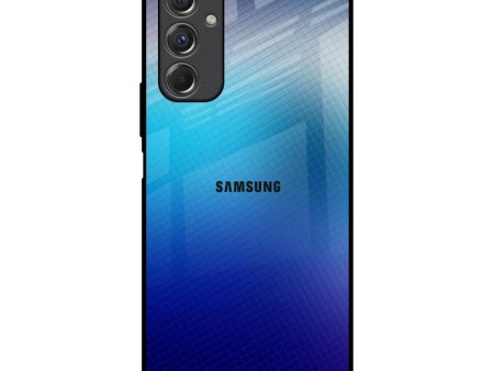 Blue Rhombus Pattern Glass Case for Samsung Galaxy F34 5G For Cheap