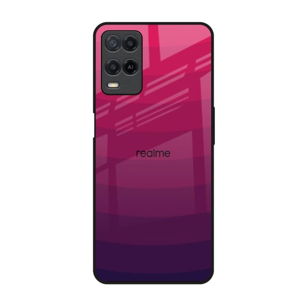 Wavy Pink Pattern Glass Case for Realme 8 Online Hot Sale