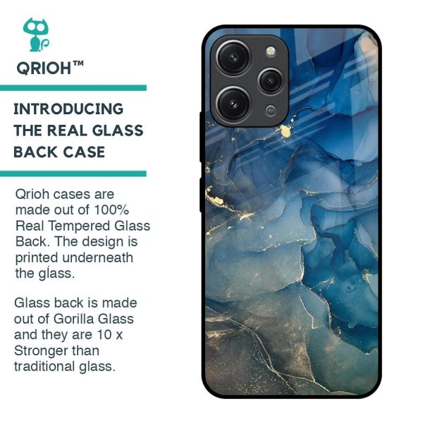 Blue Cool Marble Glass Case for Redmi 12 Online now